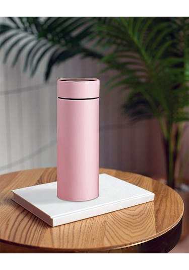 Dereceli Dijital Pembe Paslanmaz Termos 500ml Pembe