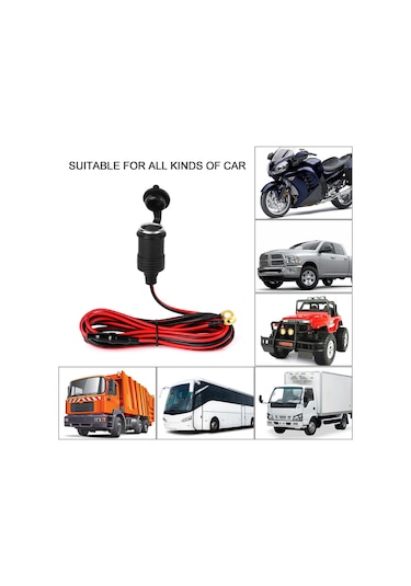 Vkemall Priz Araba Çakmak 12v Çakmak Dişi Fiş Uzatma Soketi Halka Terminal Sigortalı 10a