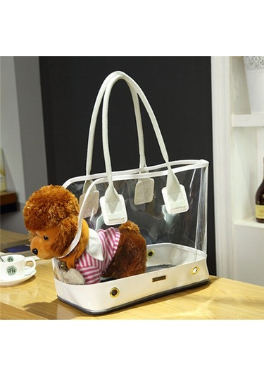 Dodopet Açık Taşınabilir Moda Şeffaf Kedi Köpek Pet Taşıma Çantası Çanta Omuz Çantası, Boyut: 36 X 20 X 30cm Beyaz