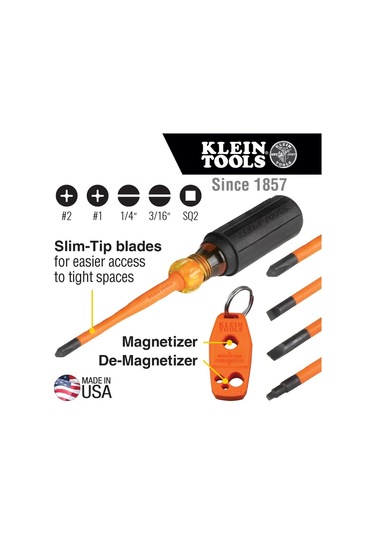 Klein Tools 33736ıns Yalıtımlı Tornavida Seti, Phillips, Dolap Ve
