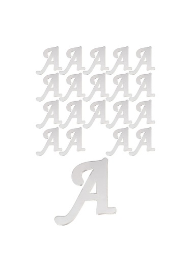 Kına Atölyesi 20 Ad Karışık Pleksi Harfleri 4Cm Gümüş