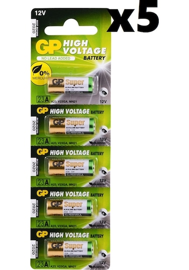 GP Super 23A-C5 MN21 12V Kartela Alkalin Pil 5 x 5'li