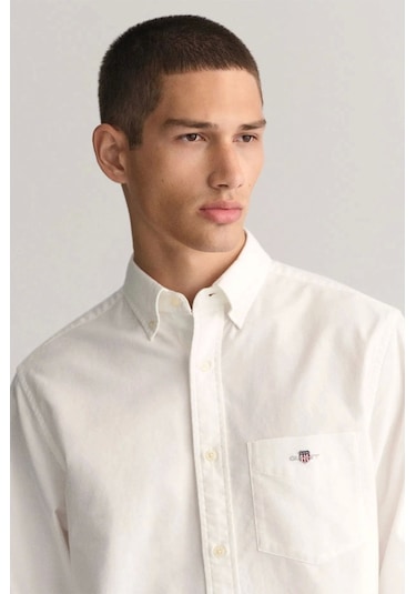 Gant Erkek Beyaz Regular Fit Gömlek Lacivert
