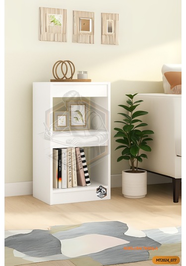 Tamamı Mdf Modern Bölmeli 2 Raflı Bazalı Kitaplık