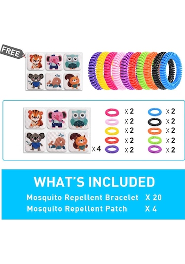 Geekyou 20 Adet Eva Plastik Kovucu Bileklik + 4 Çırtı Seti - Yeşil, Sarı, Kırmızı, Mavi Renkler - 5.2 Cm Çap