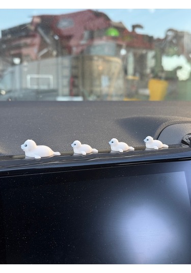 4 Parça Sevimli Fok Balığı Ailesi Dikiz Aynası Süsü - Ayna Süsü Araba Süsü Torpido Süsü Oto Aksesuar