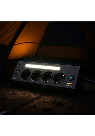 Led Işıklı 4 Lü Priz 2 Usb 2 Type-c Girişli Akım Korumalı Anahtarlı Masaüstü Priz 1 - 3 M