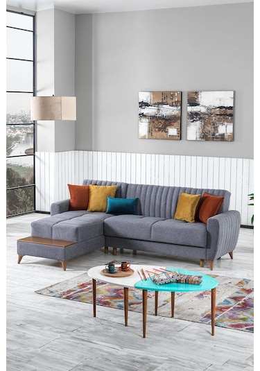 Boston Yataklı Köşe Koltuk Takımı - Gri