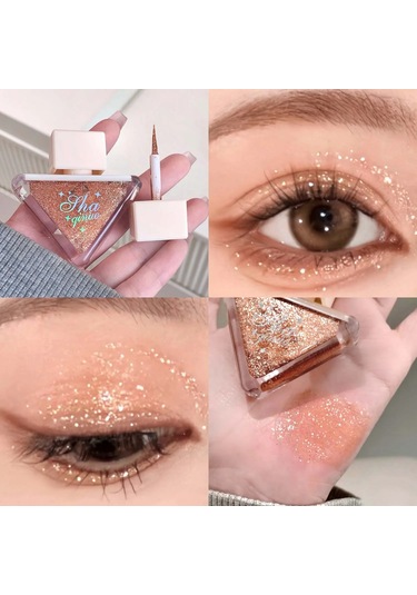 Elmas Köpüklü Sıvı Göz Farı Sedefli Pembe Tek Renkli Glitter Göz Farı Su 06 6.5ml 01