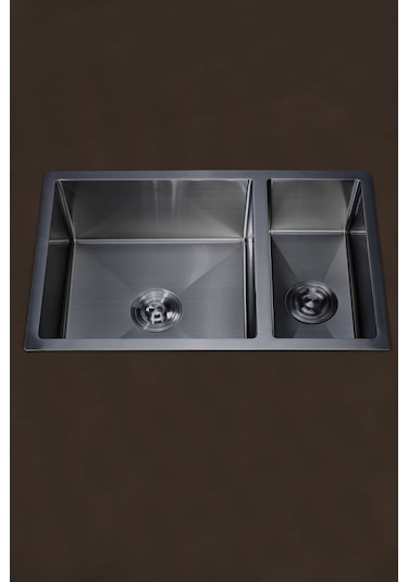 Uka Serisi %100 Krom 70x45 Paslanmaz Mutfak Eviyesi, Mutfak Lavabosu Sifon Dahil Siyah