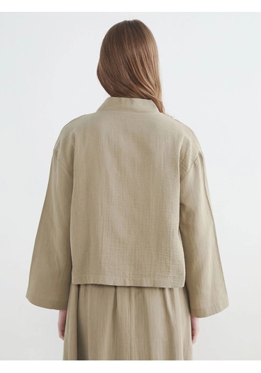 Lc Waikiki Haki Şal Yaka Oversize Kadın Kimono