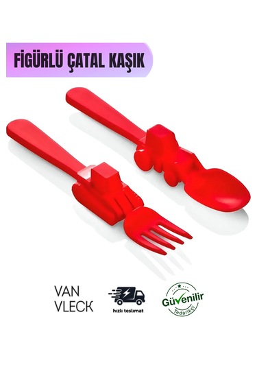 Figürlü Bebek & Çocuk Çatal Kaşık Seti Renkli, Eğlenceli Ve Dayanıklı Yemek Takımı Çok Renkli