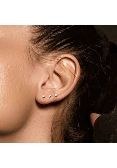 Spikes Kulak İçin Titanyum Kalp Dövme Labreti 124162277 Gri