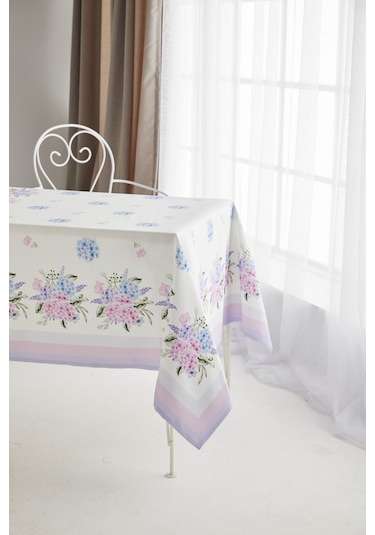 Ays Home Ortanca Çiçek Desen Yemek Masası Örtüsü