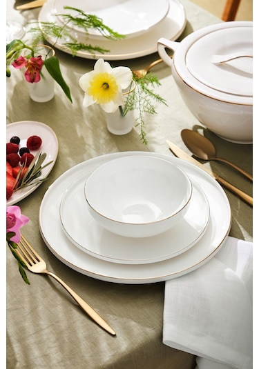 Emsan Fine Bone Freya Yuvarlak Gold 60 Parça 12 Kişilik Yemek Takımı