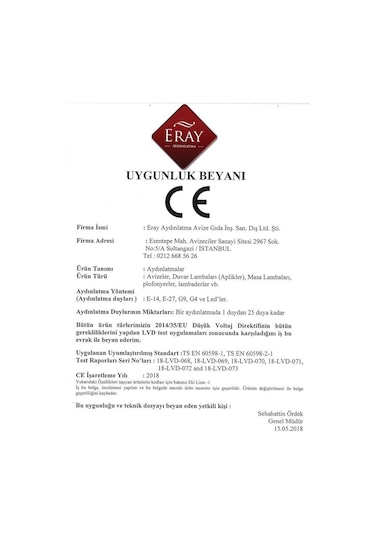Eray Aydınlatma 1140-11-19 Modern Aplik Siyah