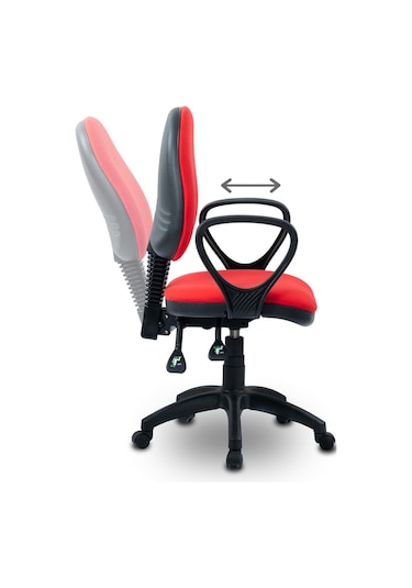 Ofiscombin Ofis Büro Sırt Ayarlanabilir Döner Tekerlekli Öğrenci Ders Çalışma Koltuğu Kirmizi Kumaş 00047499202