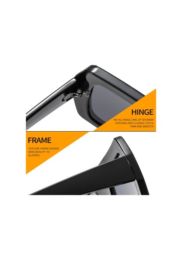 Erkek Büyük ÇerçeveKare Güneş Gözlüğü El Sanatları Desenli Çıkartmalar Dekoratif Gözlükler Siyah Gri