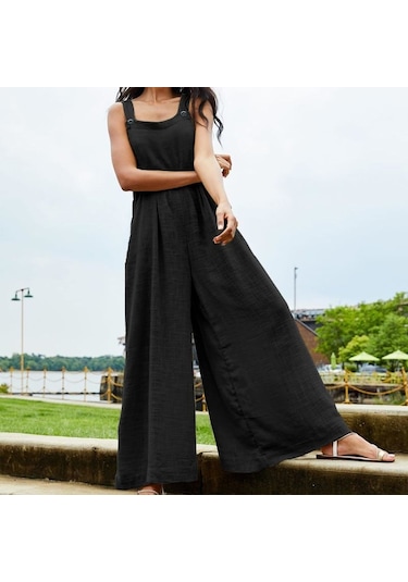 Barbora Keten Yazlık Günlük Salaş Kadın Tulum Ln238siyaha2 001