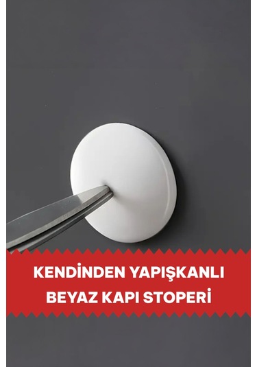 6 Adet Beyaz Yapışkanlı Kapı Kolu Stoperi Duvar Koruyucu Tampon, Durdurucu Tutucu