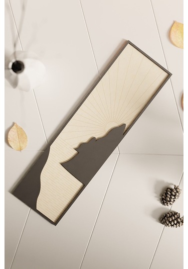 Dekoratif Dağ Manzara Tasarımlı Lüks Ahşap Tablo