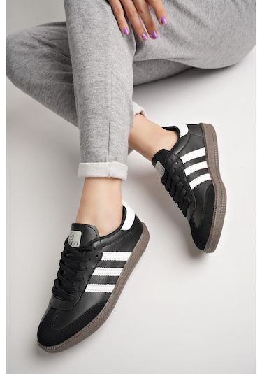 Muggo Jabbar Unisex Ortopedik Günlük Garantili Bağcıklı Yürüyüş Koşu Sneaker Spor Ayakkabı Siyah