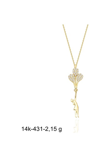 Balonlu Kız Özel Kalite Çok Şık 14 Ayar Altın Kolye Altın