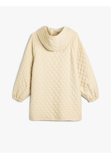Koton Kapitone Oversize Mevsimlik Mont Kapüşonlu Cepli Düğmeli Bej 5wak00011ew Ekru