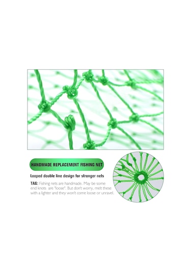 Yeşil, 40 Cm Balık Ağı, Tatlı Su, Tuzlu Su İçin Katlanabilir Balık Ağı, Sapsız