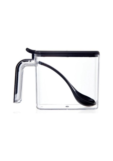 12'li Baharatlık Takımı Standlı Kendinden Yapışkanlı Kaşıklı Ve Kapaklı Baharatlık Seti Antrasit