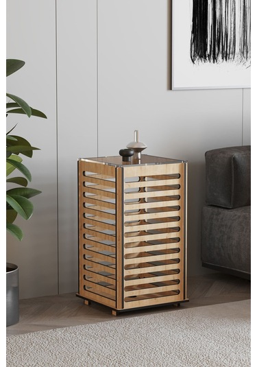 Meşe Solis Sehpa Lambader Şapka Rengi