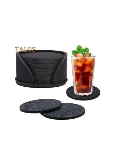 Sarı 10 Adet Keçe Bardak Isı Yalıtımı Su Emici Anti-haşlanma Masa Koruma Kupası İçme Şişesi Anti-skid Placemats Sarı