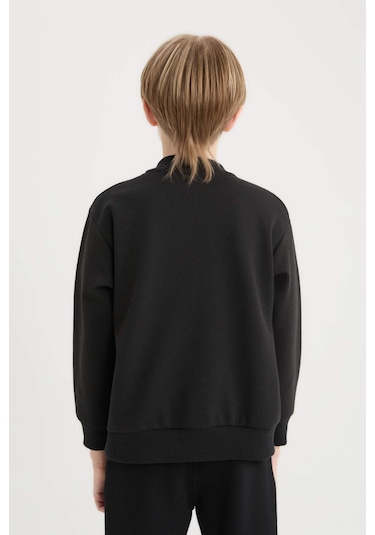 DeFacto Erkek Çocuk Kolej Yaka Fermuarlı Cepli Bomber Hırka D2803A825SPBK81