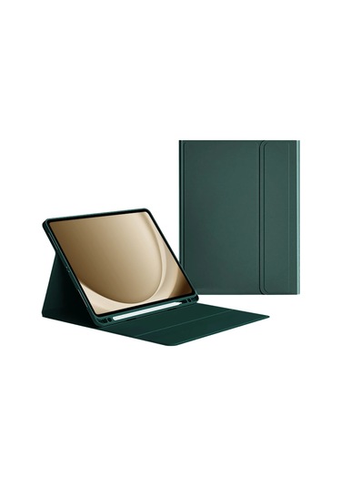 İpad Air13 M2/m3 / Pro12.9 18/20/21/22 Gece Yeşili Basit Deri Klavye Bluetooth Kılıfı
