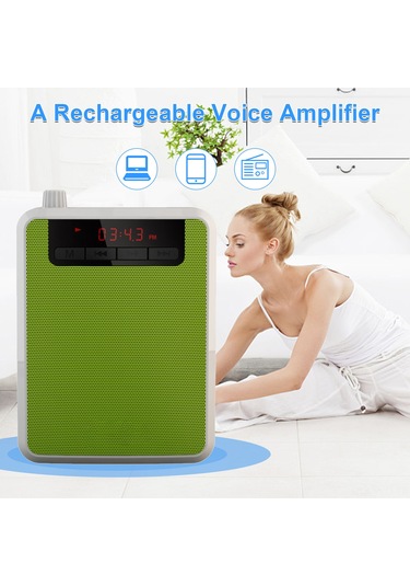 Geeksen Mobil Ses Güçlendirici, Şarj Edilebilir, Kablolu Mikrofon Ve Bel Kemerli, Mp3 Çalar, Fm Radyo, Öğretim, Konferans, Tur Rehberi İçin Mor