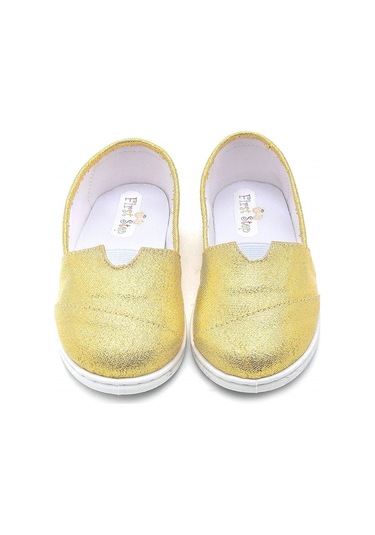 Pullu Toms Çocuk Keten Babet Ayakkabı-sarı-f-487 Altın
