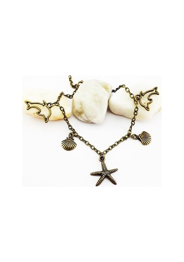 Deniz Yıldızı Deniz Kabuğu Yunus Balığı Temalı Kadın Halhal Çok Renkli