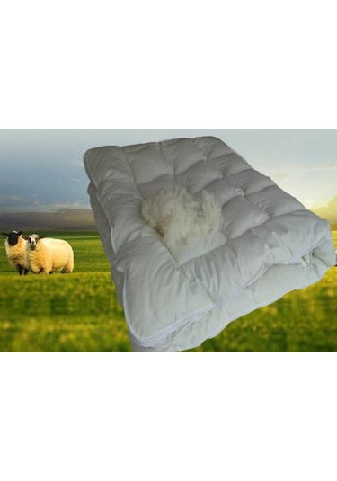 Doğal Boncuk Yün Yorgan Tek Kişilik - Çift Kişilik Yün Yorgan Beyaz