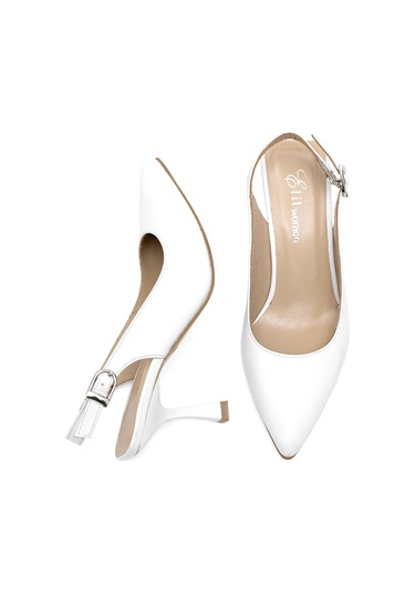 Elit Calissa Kadın Hakiki Deri Klasik Topuklu Ayakkabı Beyaz Beyaz