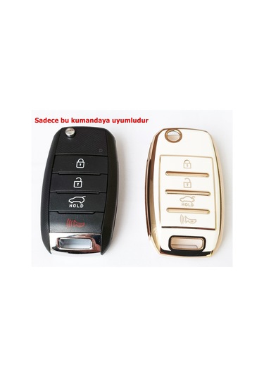Kia Rio Uyumlu Ceed Picanto Anahtar Kumanda Kılıfı Oto Anahtarlık Beyaz 4 Tuşlu