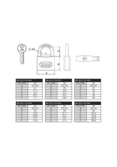 Kale 38 Mm Gri Asma Kilit Kd-001/10-140