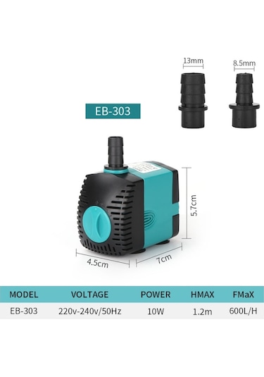 Eb-303 10w Akvaryum Dalgıç Su Pompası Çeşme Filtresi Balık Gölet
