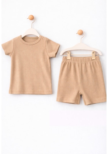 For My Baby Basic Bebek Şortlu Takım Kahverengi