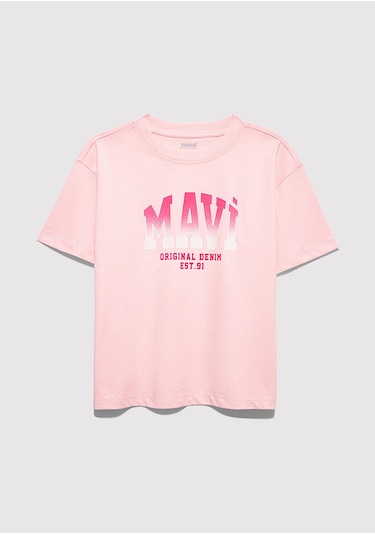 Mavi - Mavi Logo Baskılı Pembe Tişört 7610386-71007 Pembe