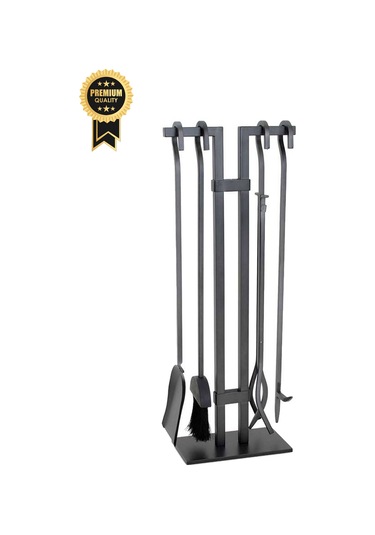 5 Li İthal Lüx Ithal Siyah Şömine - Soba Maşa Takımı Aksesuar Seti