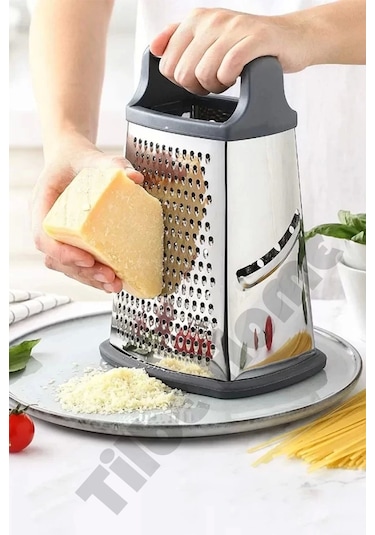 Paslanmaz Büyük Boy Çelik Rende Çok Işlevli Silikon Tabanlı Çok Fonksiyonlu Peynir Doğrayıcı Rende