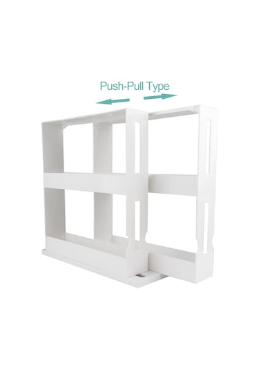 Yaozixa Çekme-tuşma Tipi Beyaz Pp Mutfak Baharat Rafı, İki Satırlı, Kolay Erişim, Alan Tasarrufu, Çeşitli Baharatları Saklama Beyaz