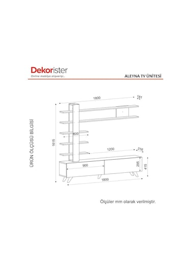 Dekorister Aleyna Duvar Raflı Kitaplıklı Tv Ünitesi Beyaz
