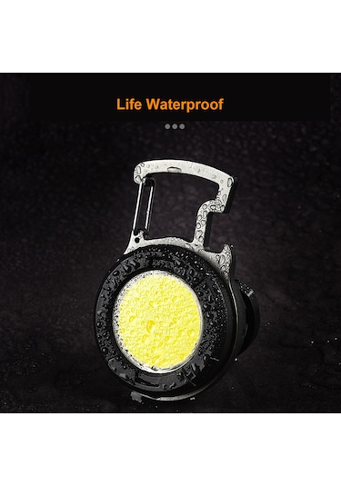 Qingmipy Cob Led Multifonksiyonel Fener: 4 Seviye Işık, Kırmızı-beyaz Işık, Anahtar Zinciri, Şapka Klipsi, Mıknatıs, Şişe Açıcı, Type-c Şarjlı Siyah