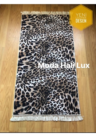 Leopar Kaymaz Tabanlı Makinede Yıkanabilir Halı Kilim Yolluk
